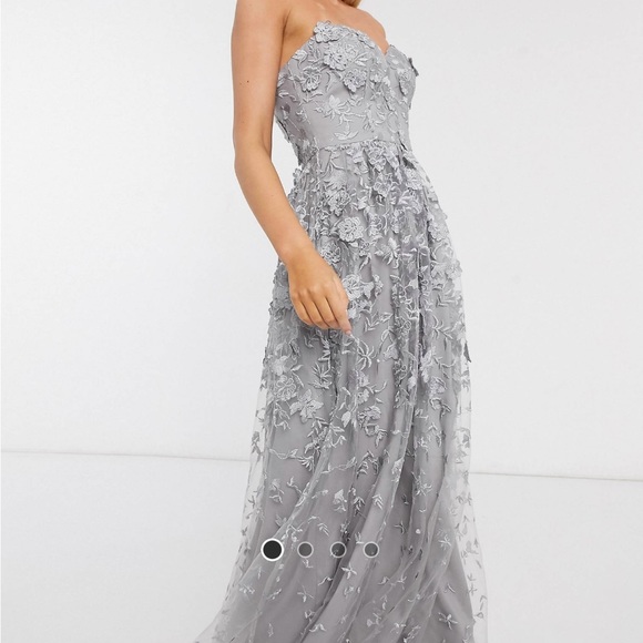 Gray Floral Gown - Picture 1 of 4